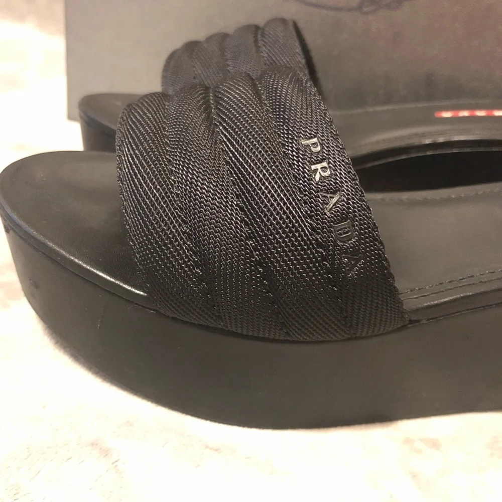 NEW PRADA SPORT PLATFORM SLIDE SANDALS 38.5 8.5